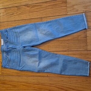 Vince Camuto light wash skinny leg frayed edge stretch denim jeans Sz 14